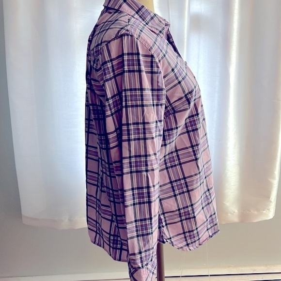 Talbots lavender Plaid Button Down Women’s Shirt Size Large Petite - Picture 3 of 7